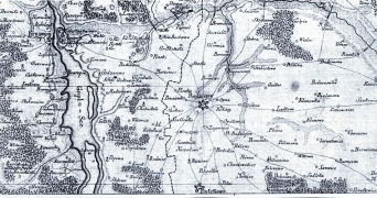 Theodor Philipp von Pfau, Mappa Specialis Continens Limites inter Regna Poloniae et Prussiae a Marchia Nova usque ad Vistulam, 1787r. Proszę zwrócić uwagę, że na tej mapie wszystkie główne drogi na Kujawach prowadzą do lub przez Radziejów.